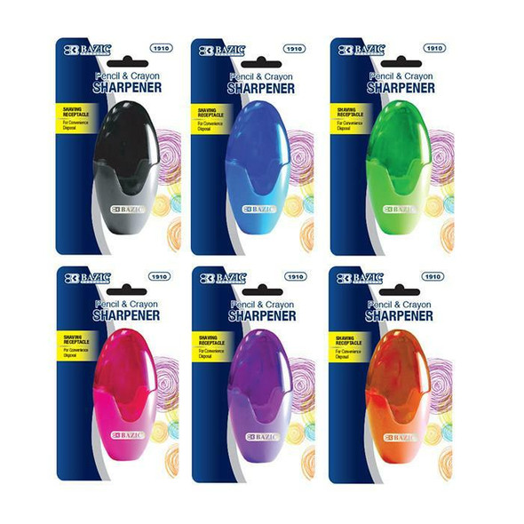 Sharpener-1 Hole w/Receptacle (Pastel Colors)