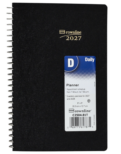 Planner 2027 Daily Appointment 8 x 5" Black