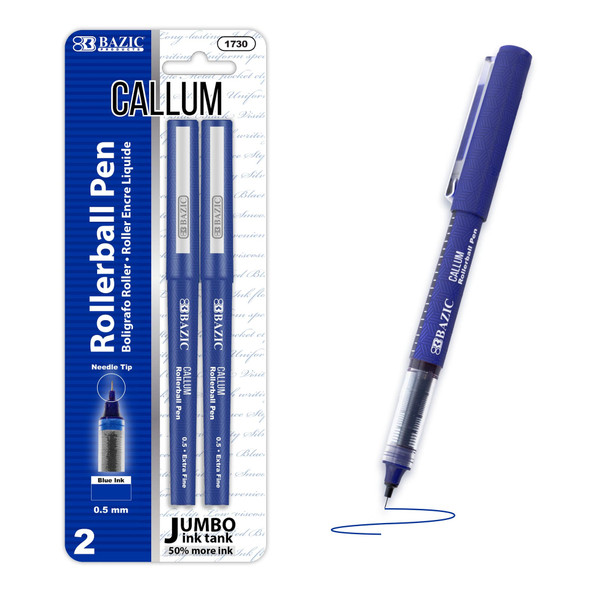 Callum Rollerball Jumbo Ink (Blue)-Tank Needle-Tip 2ct.