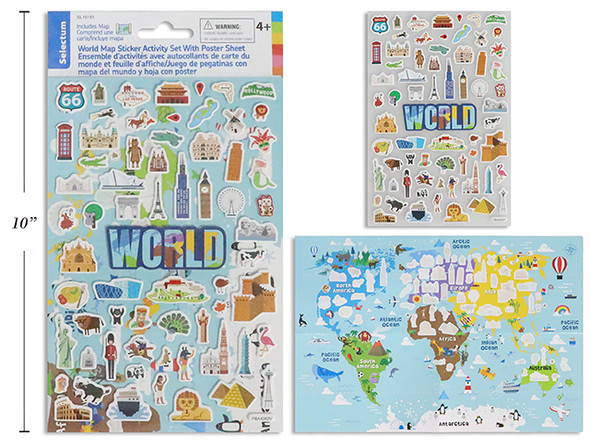 Stickers-World Map w/Poster Sheet