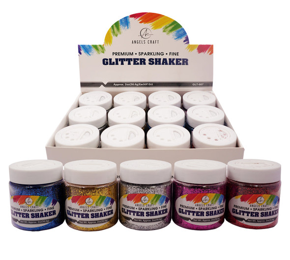 Glitter Shaker-Assorted Primary Colors 12ct.