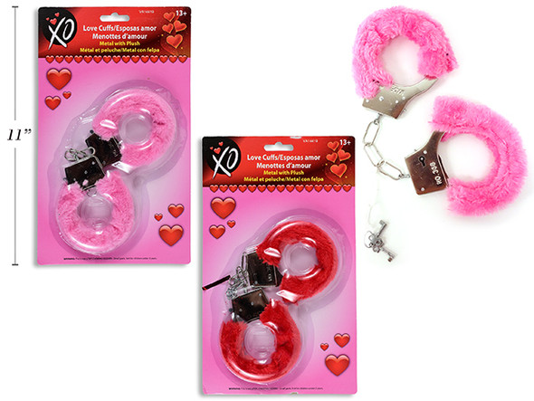 Metal with Plush Love Cuffs. 2 Asst.Colours. b/c.