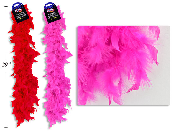 48in Hot Pink Feather Boa. 2Asst Cols: Hot Pink/ Red. h/c.
