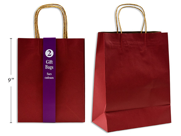 Gift Bags Red-Medium w/Twisted Paper (Kraft Paper) 2ct.