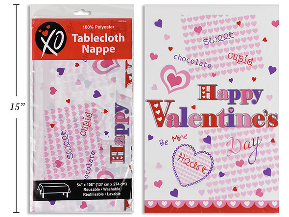 54in x 108in Valentine Printed Tablecover, Printed Bag. English Only