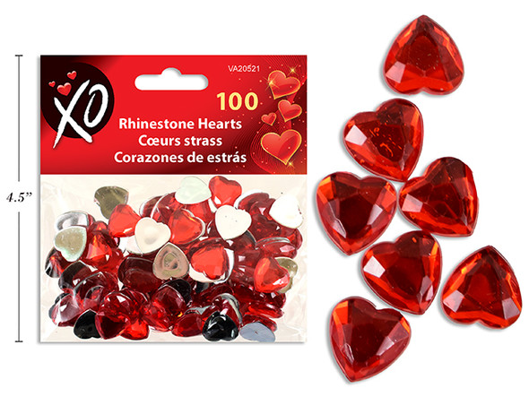 100pcs Vtine Rhinestone Red Hearts. pbh.