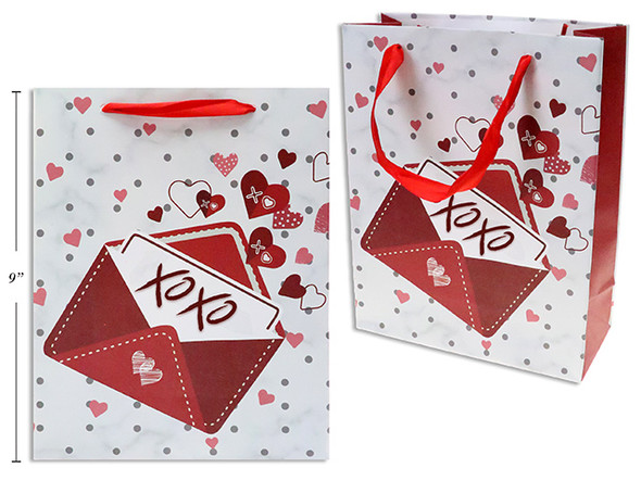 V'tine Matte Carrara Marble Giftbag - Medium. PP Handle.
