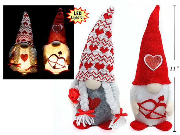 Fabric Gnome 11in B/O LED L/U 3.5in(D) 2 Asst.Styles