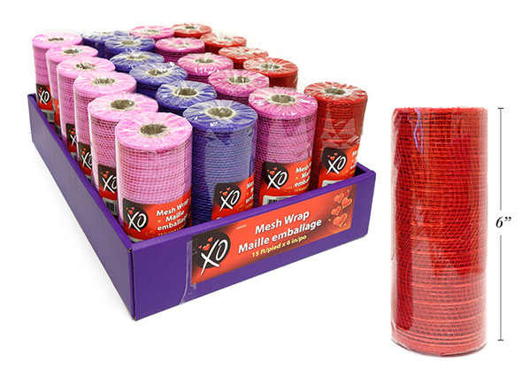 6in x 15ft Deco Mesh Wrap. 4 Asst.Colours. 24/Dsp.