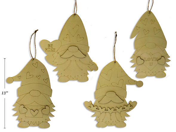 Decor Your Own 2-Layered Wooden Gnome Plaque w/Jute Hanger  13in  4  Styles