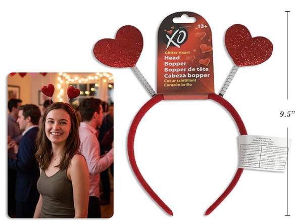 Headbopper w/Glitter Puffy Heart 8-3/8in x 7-7/8in