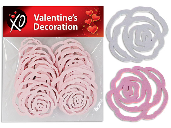 20ct Die-Cut Wooden Rose. 3 Sizes/Pack. 2 Cols. Pbh.