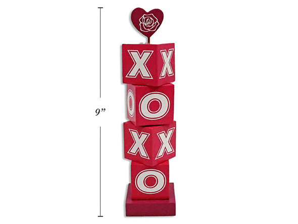 8.46in x2.16in MDF Heart Stacking Tower Tabletop Decor.