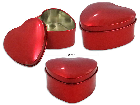 2.75in x 1.38in Heart Shaped Tin Box.