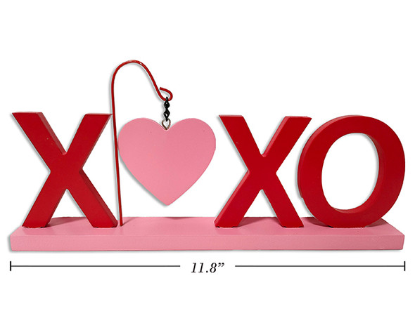 11.8in x 5.8in Die-Cut MDF XOXO Tabletop Decor w/ Dangling Heart.