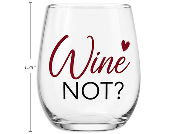 450ml Vtine Printed Stemless Wine Glass. 2 Asst.Styles.