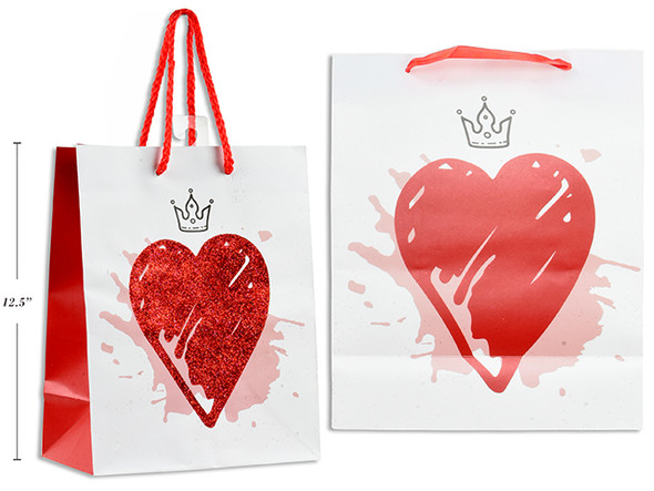 Matte Red+Black Glitter Giftbag - Large. Matte Finish w/PP Handle. English Only