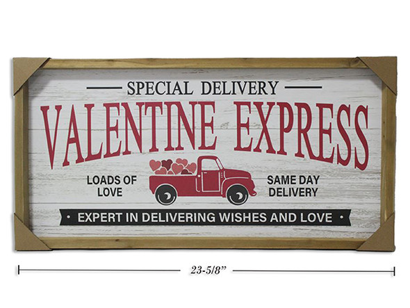 23-5/8in x 11.75in V'tine Truck Framed MDF Plaque. English Only
