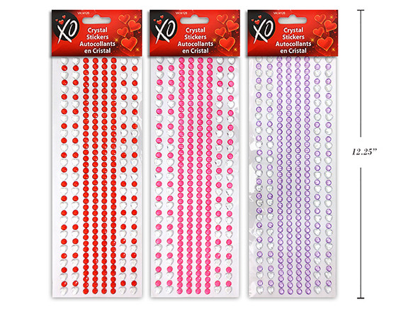 Valentine's Crystal Charm Stickers. 3 Asst.Styles. Pbh