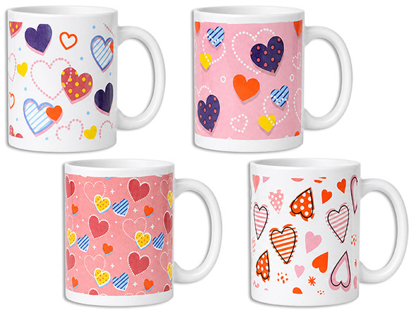 11oz (320ml) Vtine Printed Ceramic Mug. 4 Asst.Styles.