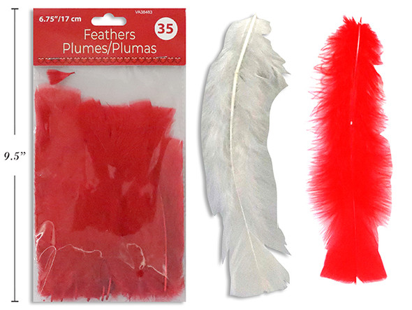 35pcs 6.75in Feather. 2 Cols: Red / White. Pbh.