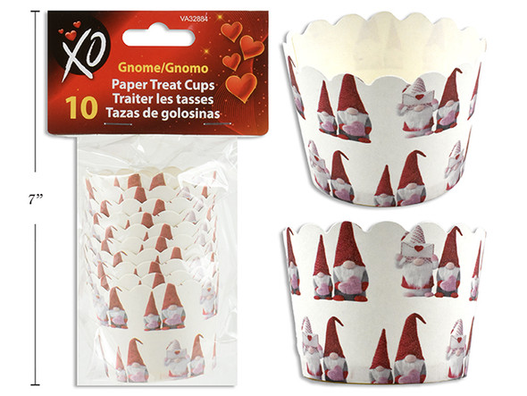 10pk 2in(D) Vtine Gnome Coated Paper Treat Cups. 1.75in(H). PVC Box.