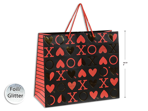 V'tine Matte w/ Foil Horizontal Giftbag -Medium. PP Handle. English Only