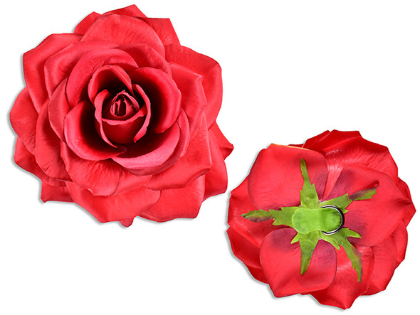 7.1in(D) Jumbo Rose w/D-Ring Metal Loop. Cht.