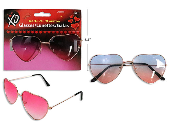 5.25in Metal Frame Aviator Heart Glasses w/ Gradient Lenses. 2 Asst.Colours. T.o.c.