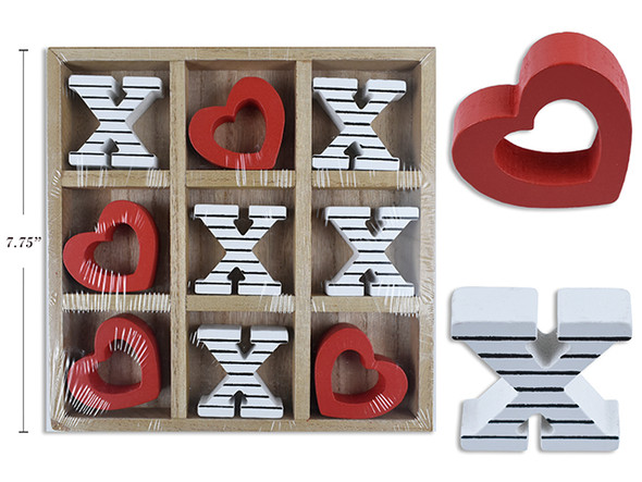 10pcs 1-7/8in V'tine Tic Tac Toe Game w/MDF Board. Shrink Wrap w/Col.Label.