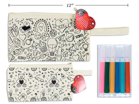Decor Your Own Canvas Pencil Case w/6 Markers 8-3/8in x 4.75in