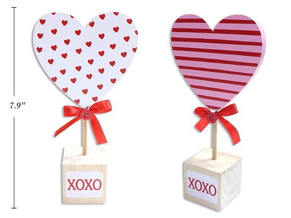 7.48in x 1.97in Die-Cut Heart MDF Tabletop Decor. 2 Asst. English Only