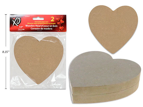 2pk 4.92in V'tine Decor Your Own Wooden Heart. pbh.