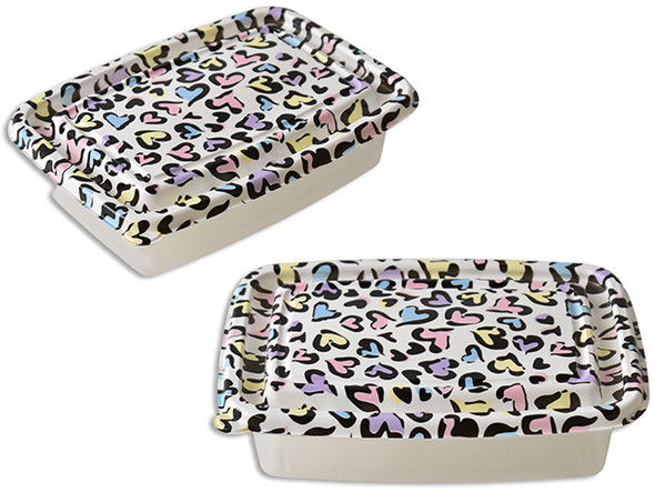 3pk 1200ml V'tine Rectangular Container w/ Printed Cover. 2 Asst.Styles. Sleeve Holder.