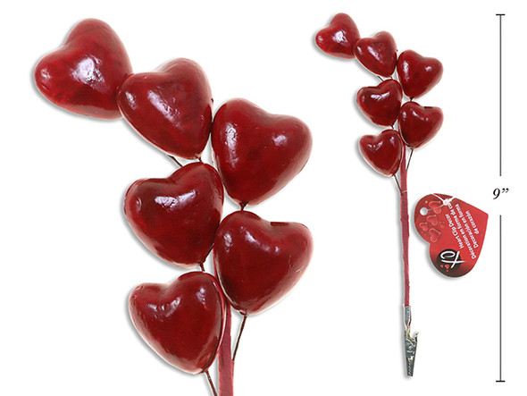 9.05in 6-Heads Heart Clip Decor. Heart Size: 1.24in(H) x 1.23in(W). Cht.