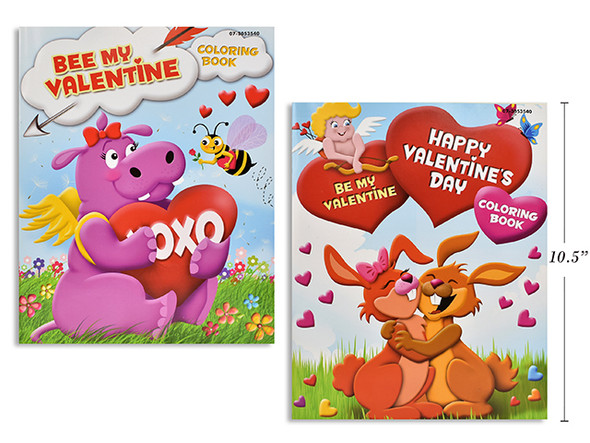 64 Pages 10.5in x 8in Vtine Colouring Book. . Be My Valentine/ Happy Valentines Day. Bulk.
