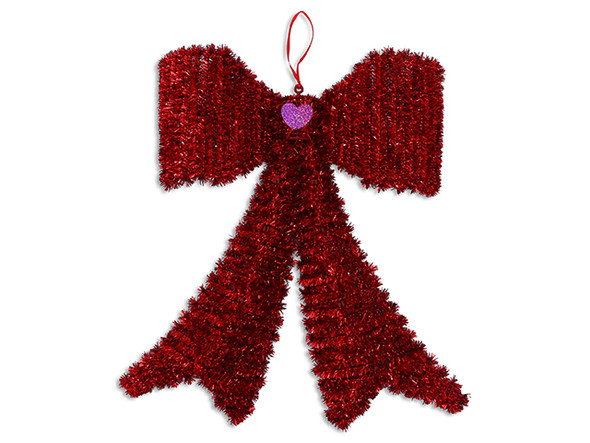 16.6in x 17.5in Jumbo Hanging Tinsel Bow. Cht.