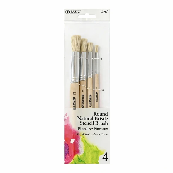Brush Set Ass't Round Natural Bristle 4ct.