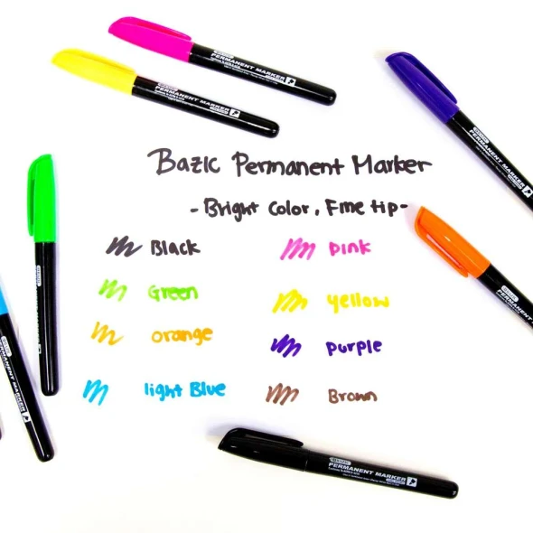 Markers Bazic Assorted Colors/Fine Tip 5ct. (Pocket Clip)