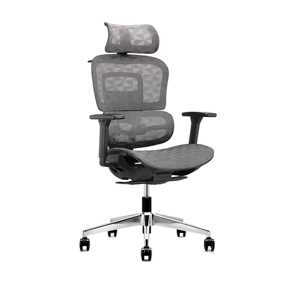 Chair WAYNEPORT Executive Gray Mesh Seat & Back, Tilt & Lock, Adjustable Back Height & Arms. Dynamic Lumbar Support with Head Rest