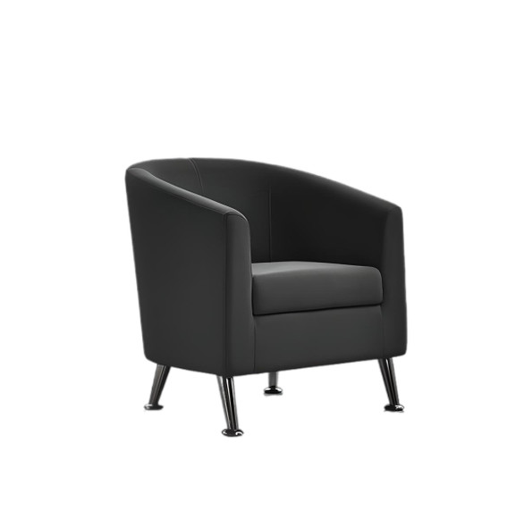 Chair WAYNEPORT Visitor Oval Lounge Seat, Thick Cushion & Chrome Legs, BLack Crepe Fabric Only.