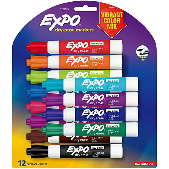 Dry Erase Expo Markers Assorted Colors/Chisel Tip 12ct.