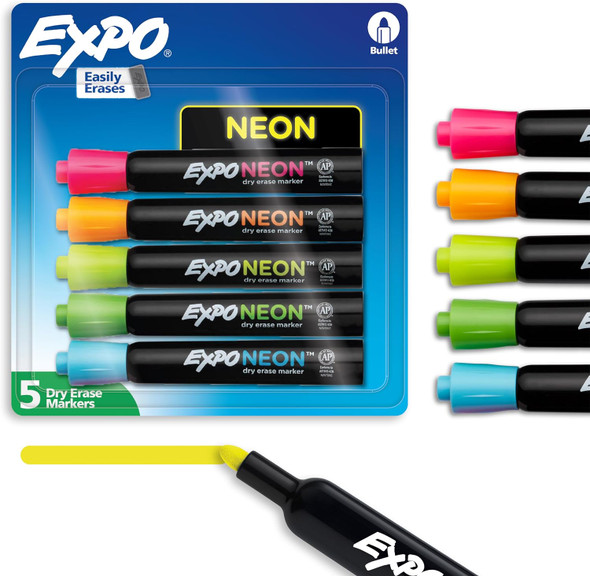 Dry Erase Expo Markers Assorted Colors/Bullet Tip (Neons)