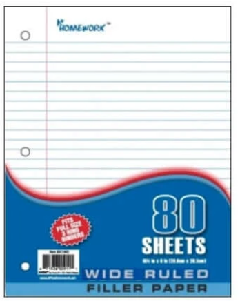 Filler Paper-80 Sheets (Wide Ruled)