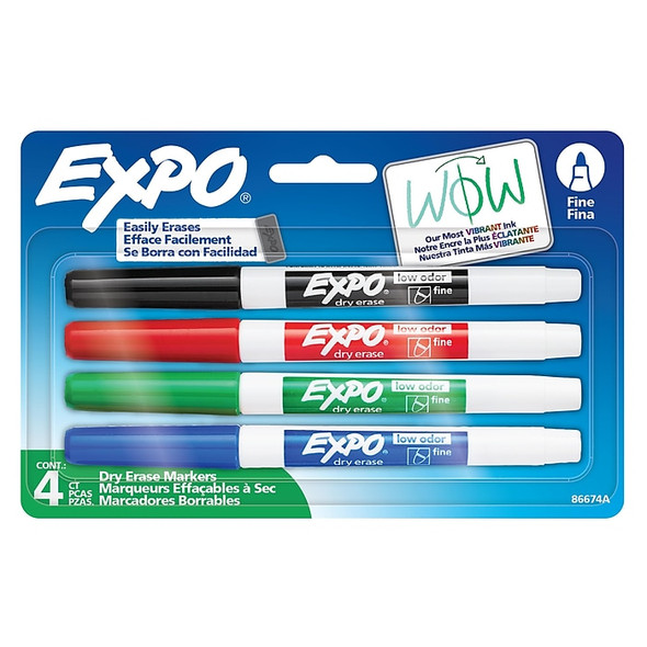 Dry Erase Markers Assorted Colors/Fine Tip EXPO 4ct. (12/48)