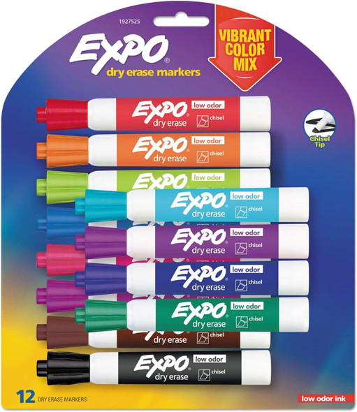 Dry Erase Markers Assorted Colors/Chisel Tip EXPO 12Pk Dry Erase Markers Assorted Colors/Chisel Tip EXPO 12Pk