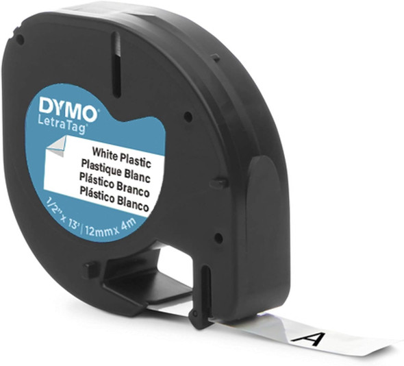 DYMO Letra Taq Labels Refill Plastic/White 1/2" x 13'