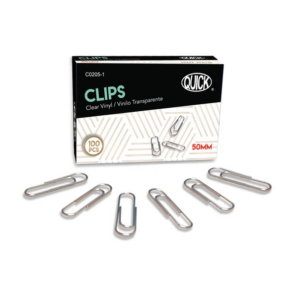 Paper Clips-Vinyl Gray Coated 100ct. (Quick)