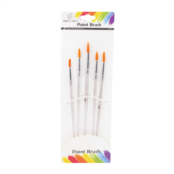 Brush Set-Round Bristle (Fine) w/Clear Handle 5ct.