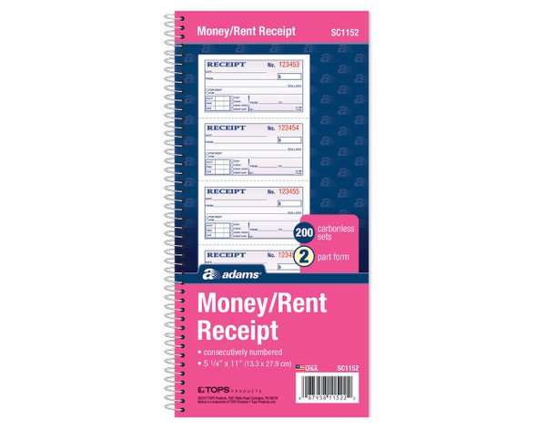 Money/Rent Receipt Book 2 Parts-Carbonless